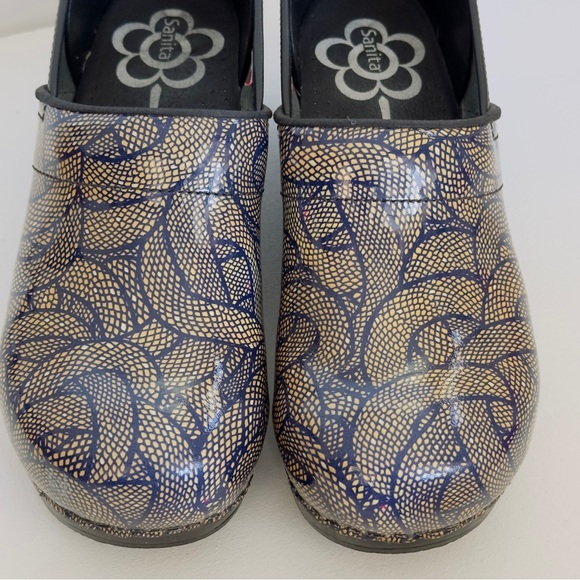 Sanita MEDUSA Danish Pro Clogs Women's 40 Snake Print Size 9 Leather Dansko Blue - Picture 6 of 15